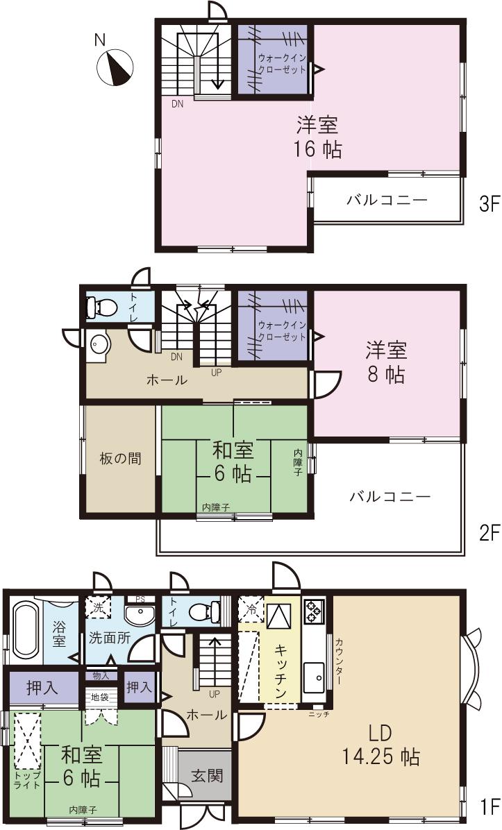 Floor plan. 49,950,000 yen, 4LDK + S (storeroom), Land area 129.51 sq m , Building area 134.97 sq m 4SLDK + walk-in closet two
