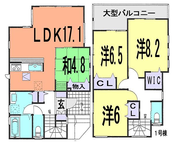 Floor plan. (1 Building), Price 35,800,000 yen, 4LDK, Land area 100.35 sq m , Building area 102.4 sq m