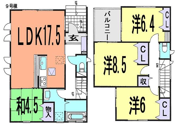 Floor plan. (9 Building), Price 33,800,000 yen, 4LDK, Land area 101.06 sq m , Building area 102.36 sq m