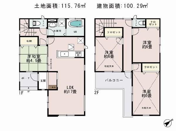 Floor plan. 34,800,000 yen, 4LDK, Land area 115.76 sq m , Priority to the present situation is if it is different from the building area 100.29 sq m drawings