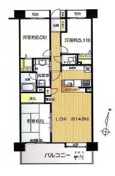 Floor plan. 3LDK, Price 22,300,000 yen, Occupied area 68.89 sq m , Balcony area 8.44 sq m