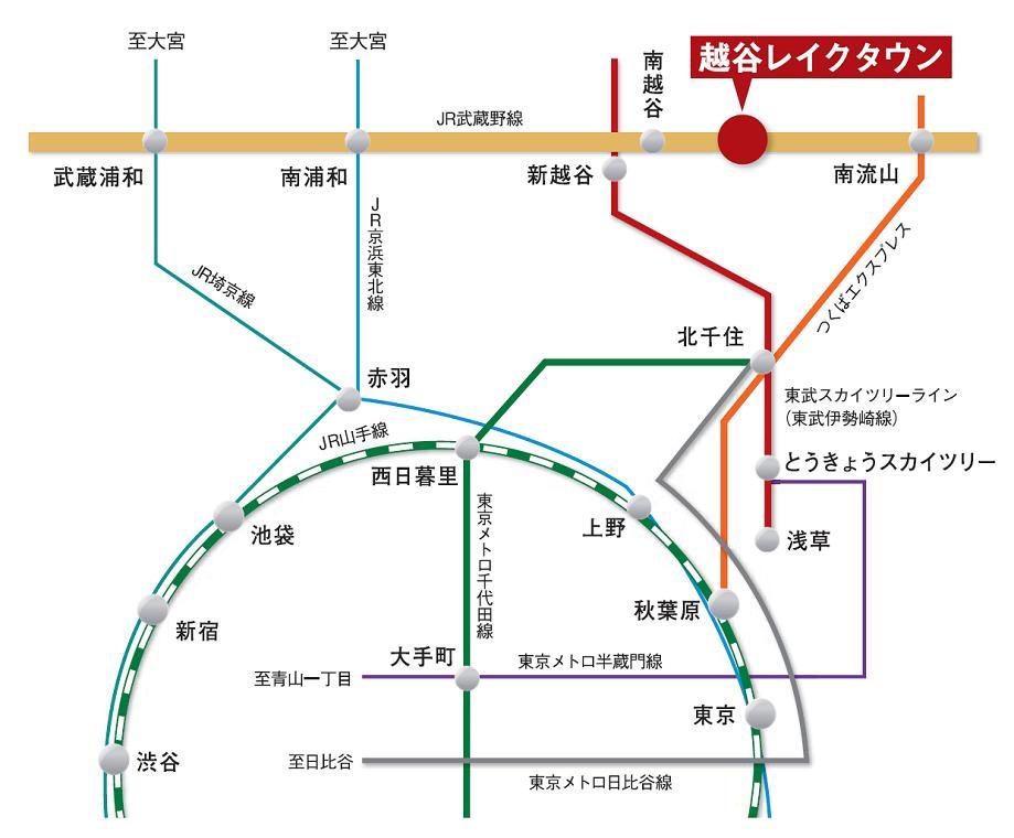 route map. 34 minutes to "Ikebukuro" station (commuting time of 37 minutes) "Tokyo" 36 minutes to the station (39 minutes during commute) 41 minutes to "Shinjuku" station (43 minutes during commute)