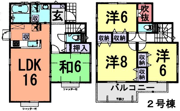 Floor plan. (Building 2), Price 32,900,000 yen, 4LDK, Land area 150.99 sq m , Building area 100.19 sq m