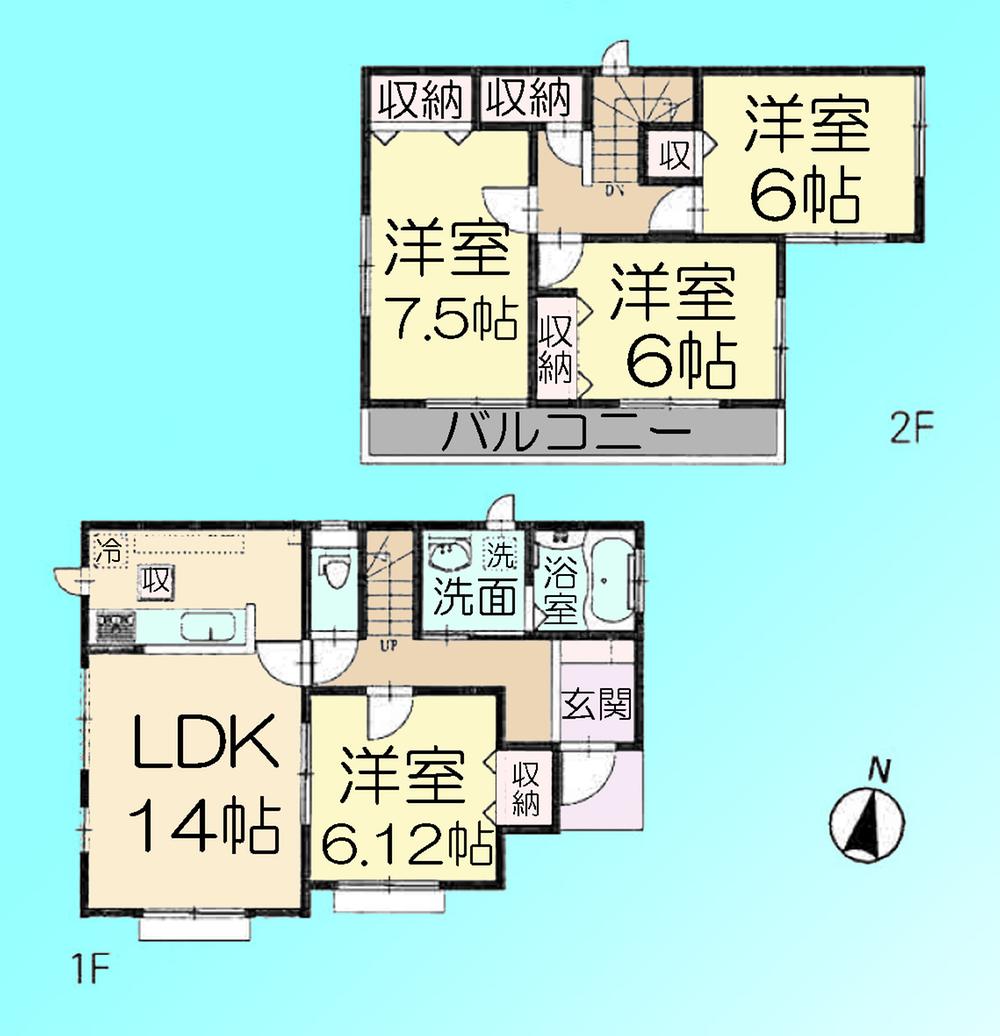 Floor plan. 24,200,000 yen, 4LDK, Land area 128.68 sq m , Building area 95.01 sq m