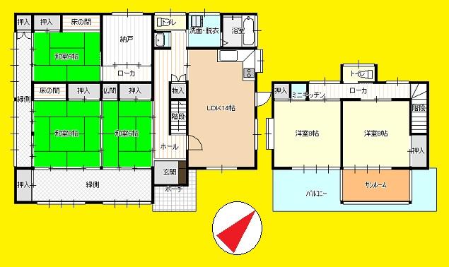 Floor plan. 26,800,000 yen, 5LDK + S (storeroom), Land area 818.59 sq m , Building area 158.16 sq m