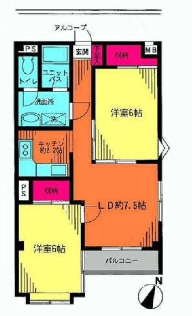 Floor plan. 2LDK, Price 9.7 million yen, Occupied area 48.88 sq m , Balcony area 3.1 sq m