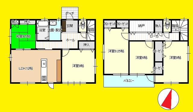 Floor plan. 28.8 million yen, 5LDK + S (storeroom), Land area 614.81 sq m , Building area 121.69 sq m