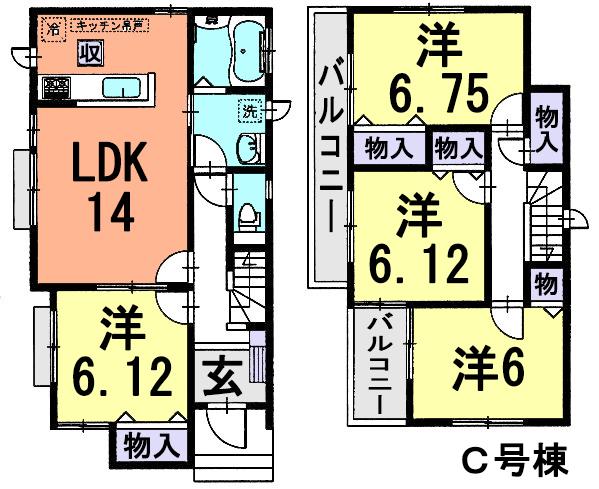 Floor plan. 24,800,000 yen, 4LDK, Land area 110.3 sq m , All room storage space glad also to building area 93.98 sq m children's room