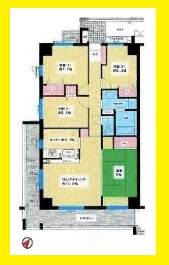 Floor plan. 4LDK, Price 23.5 million yen, Footprint 90 sq m , Balcony area 20.32 sq m