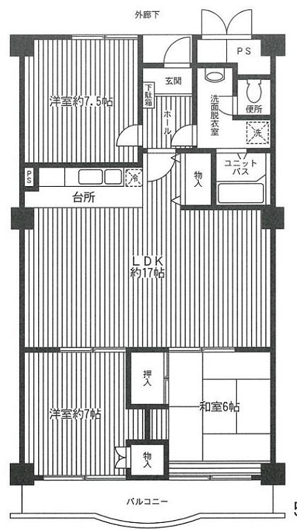 Floor plan. 3LDK, Price 16.8 million yen, Occupied area 87.93 sq m , Balcony area is 8.5 sq m new interior renovation completed.