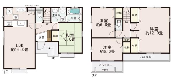 Floor plan. (4 Building), Price 33,300,000 yen, 4LDK, Land area 102.79 sq m , Building area 105.57 sq m