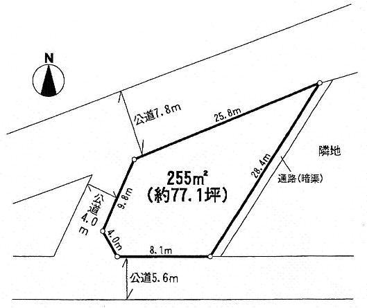 Compartment figure. Land price 7.7 million yen, Land area 255 sq m