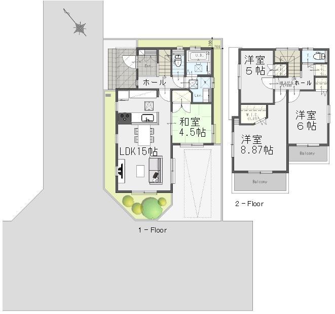 Building plan example (floor plan). Co., Ltd. Global Home Building plan example Building price 17,280,000 yen, Building area 93.57 sq m