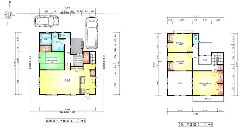 Building plan example (floor plan). Building plan Example (2-3) 4LDK, Land price 23,990,000 yen, Land area 150.29 sq m , Building price 20,115,000 yen, Building area 111.99 sq m