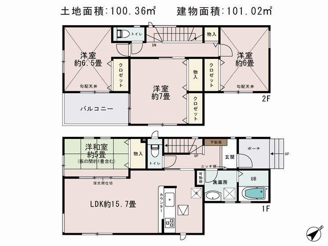 Floor plan. (3 Building), Price 34,800,000 yen, 4LDK, Land area 100.36 sq m , Building area 101.02 sq m