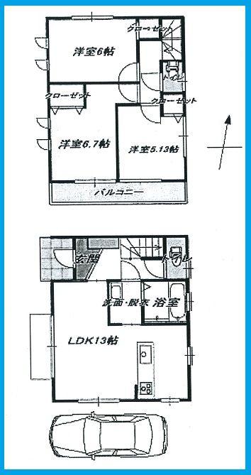 Floor plan. 19,800,000 yen, 3LDK, Land area 74.44 sq m , Building area 72.86 sq m