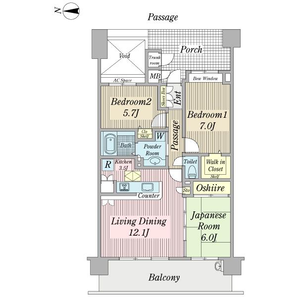 Floor plan. 3LDK, Price 19.9 million yen, Occupied area 76.24 sq m , Balcony area 15 sq m