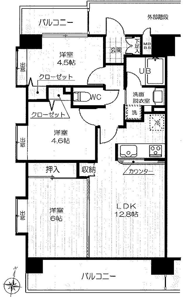 Floor plan. 3LDK, Price 18.9 million yen, Footprint 60.6 sq m , Balcony area 11.7 sq m