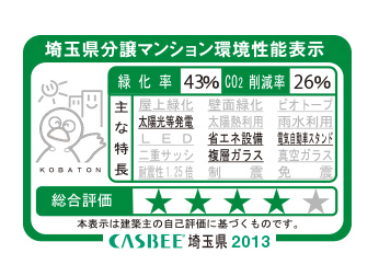 Building structure.  [Saitama Prefecture condominium environmental performance display] It has received the evaluation of the evaluation system "CASBEE" which is based in Saitama Prefecture building environment-friendly system.  ※ For more information see "Housing term large Dictionary"