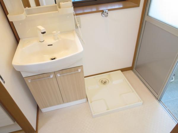 Wash basin, toilet. Washing machine Storage