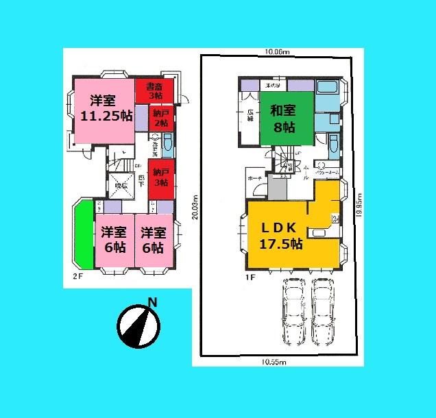 Floor plan. 29,900,000 yen, 4LDK + 2S (storeroom), Land area 206.07 sq m , Building area 146.53 sq m