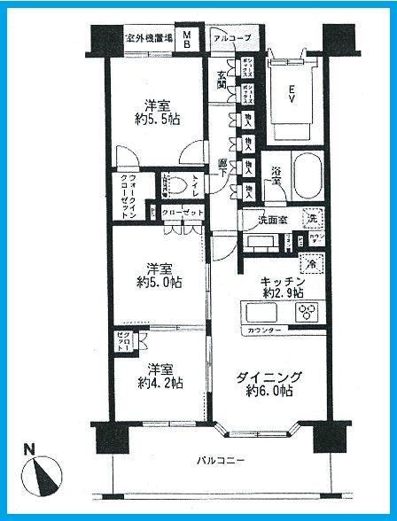 Floor plan. 3LDK, Price 28.8 million yen, Occupied area 58.39 sq m , Balcony area 11.37 sq m
