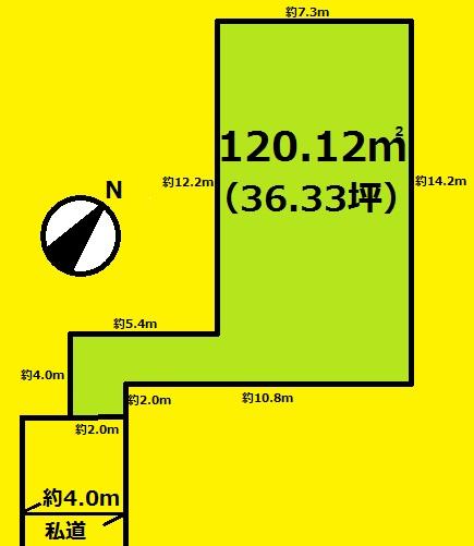 Compartment figure. Land price 10.8 million yen, Land area 120.12 sq m