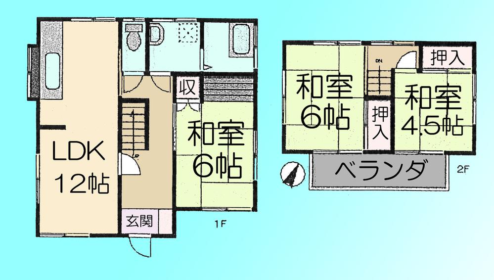 Floor plan. 13,900,000 yen, 3LDK, Land area 105.06 sq m , Building area 72.86 sq m