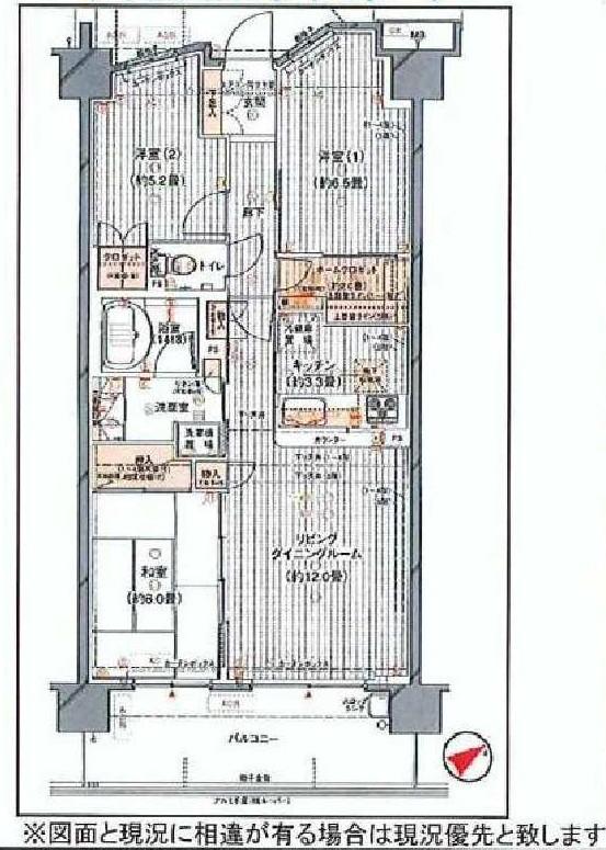 Floor plan. 3LDK, Price 28.8 million yen, Occupied area 74.35 sq m , Balcony area 12.4 sq m