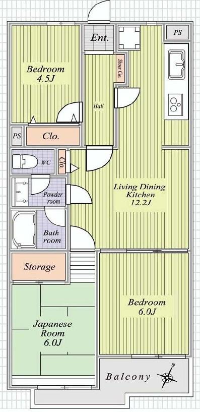 Floor plan. 3LDK, Price 13,900,000 yen, Occupied area 63.74 sq m , Balcony area 6 sq m
