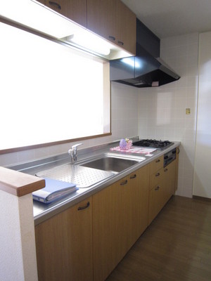 Kitchen. Counter Kitchen (3 burners gas stove ・ Grill with system kitchen