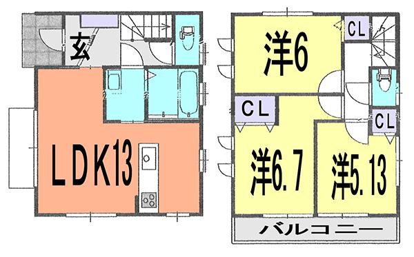 Floor plan. 19,800,000 yen, 4LDK, Land area 74.44 sq m , Building area 72.86 sq m