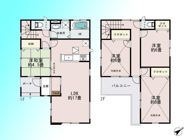 Floor plan. 34,800,000 yen, 4LDK, Land area 115.76 sq m , Building area 100.29 sq m