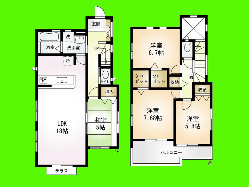 Floor plan. Price 31,800,000 yen, 4LDK, Land area 130.7 sq m , Building area 102.88 sq m