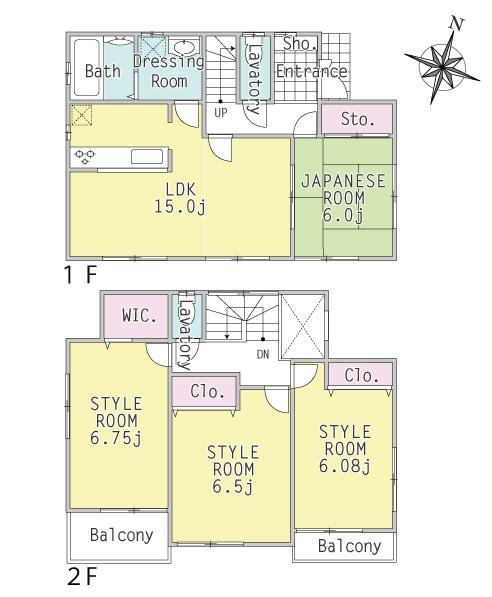 Floor plan. (1 Building), Price 30,800,000 yen, 4LDK, Land area 119.54 sq m , Building area 96.05 sq m