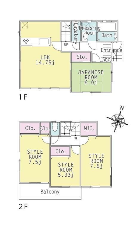 Floor plan. (3 Building), Price 30,800,000 yen, 4LDK, Land area 119.58 sq m , Building area 95.25 sq m