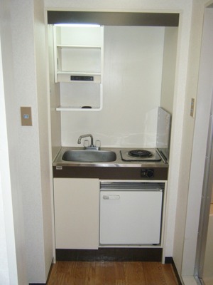 Kitchen. Mini-kitchen with refrigerator