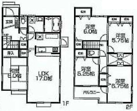 Floor plan. (1 Building), Price 36,900,000 yen, 4LDK, Land area 124.54 sq m , Building area 109.3 sq m