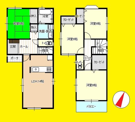 Floor plan. 23,900,000 yen, 4LDK, Land area 102.81 sq m , Building area 101.01 sq m