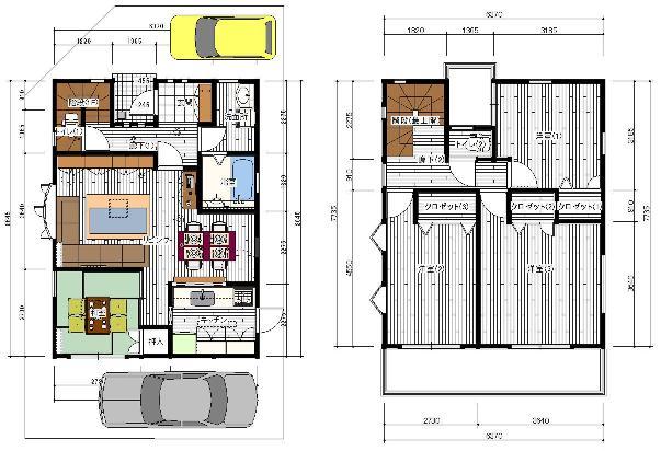 Compartment view + building plan example. Building plan example (A compartment recommended plan) 4LDK, Land price 17,660,000 yen, Land area 106.4 sq m , Building price 18,700,000 yen, Building area 108.88 sq m