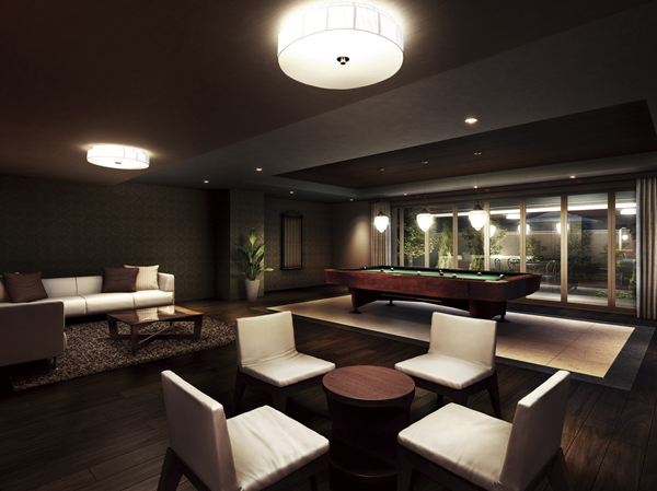 Shared facilities.  [Play Lounge] Also placed the play lounge, such as billiards, We look forward to facilities to be adult social field. (Play lounge Rendering)