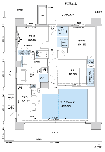 Floor: 3LDK + N + WIC + SIC, the occupied area: 96.58 sq m