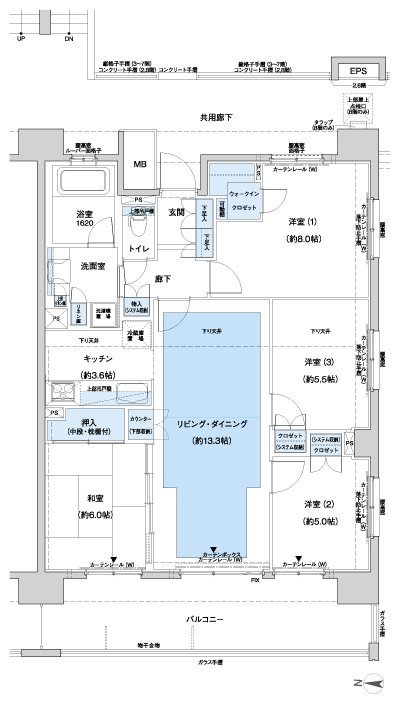 Floor: 4LDK + WIC, the occupied area: 91.03 sq m