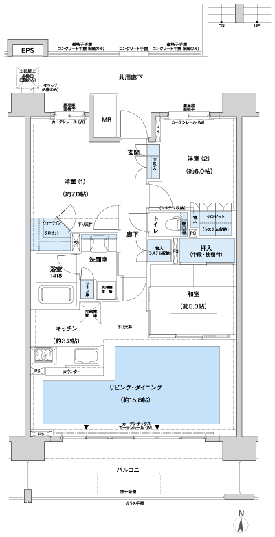 Floor: 3LDK + WIC, the area occupied: 81.3 sq m