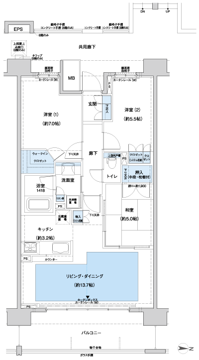 Floor: 3LDK + WIC, the occupied area: 76.02 sq m