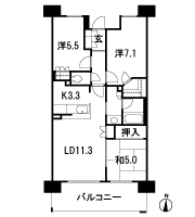 Floor: 3LDK + WIC, the occupied area: 71.22 sq m