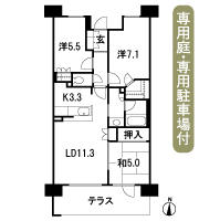 Floor: 3LDK + WIC, the occupied area: 71.22 sq m