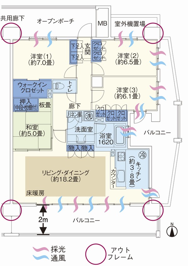 Q type that becomes a model room type ・ 4LDK. Occupied area / 105.86 sq m balcony area / 38.99 sq m outdoor unit yard area / 4.95 sq m