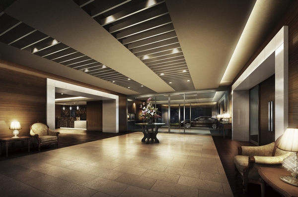 Entrance hall reminiscent of the lobby of City Hotel, Yingbin space drifting dignity invite gently residents and guests. Convenient front services to support life in the counter here will also be implemented