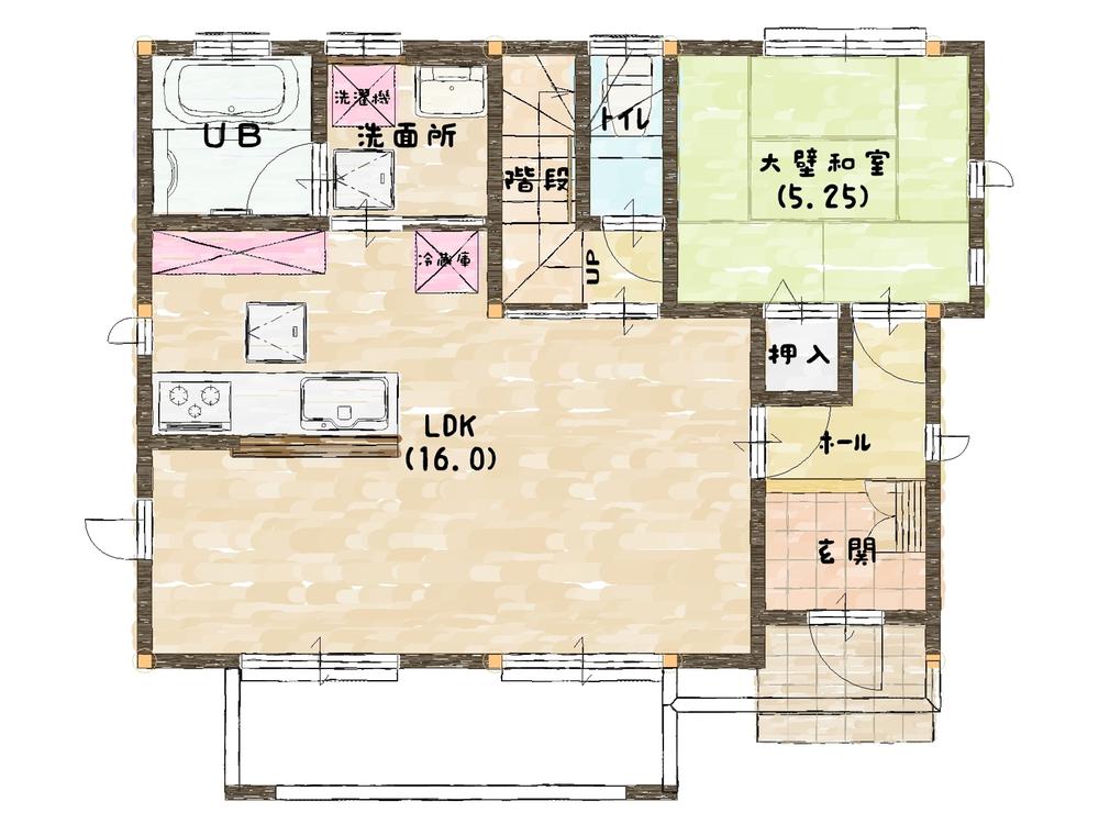 Building plan example (Perth ・ Introspection). Building plan example (1) (1st floor) Building area 52.58 sq m  (15.90 square meters)